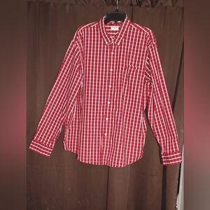 Dockers Red and White Plaid Men's Shirt